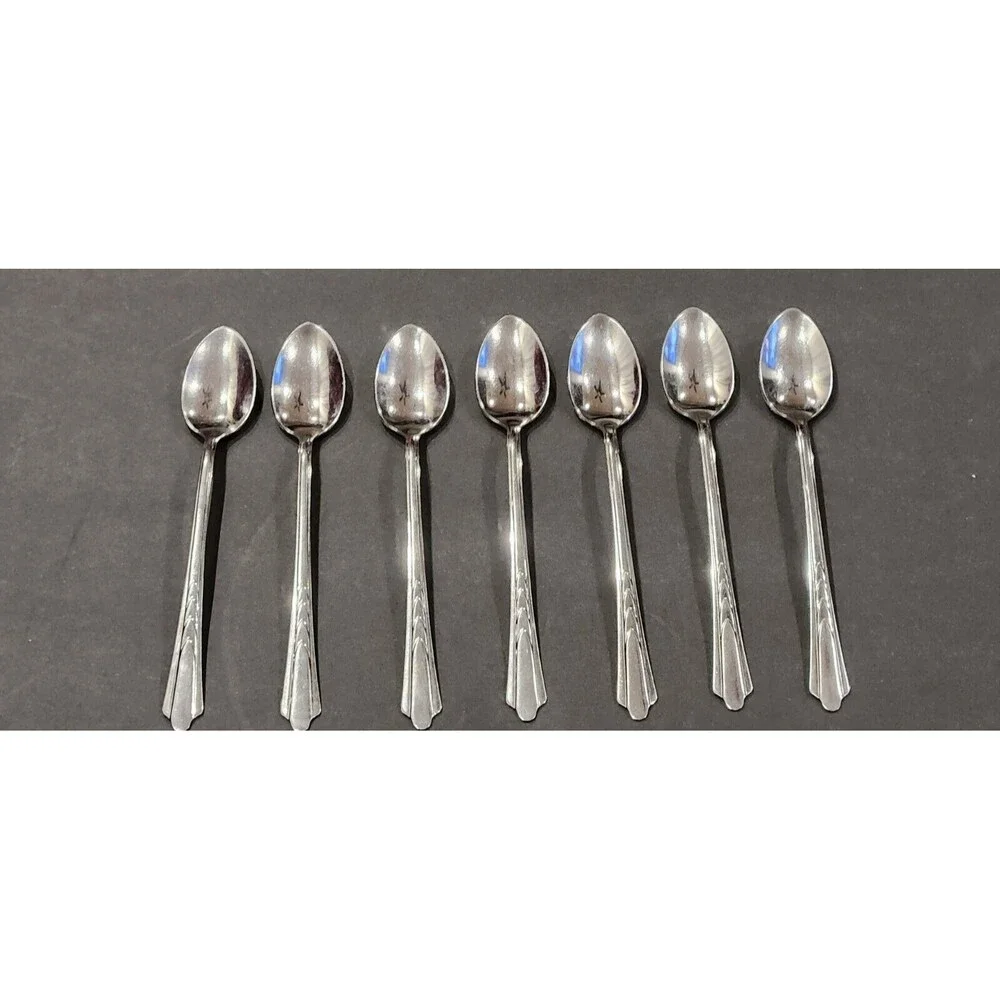 EKCO Stainless Chevron Iced Tea Spoons Made USA Set of 7